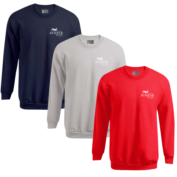 Premium Herren Sweater Light Grey, Navy, Fire Red mit Logo