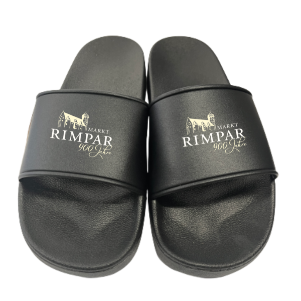 Badeschuhe Badelatschen schwarz mit Logo