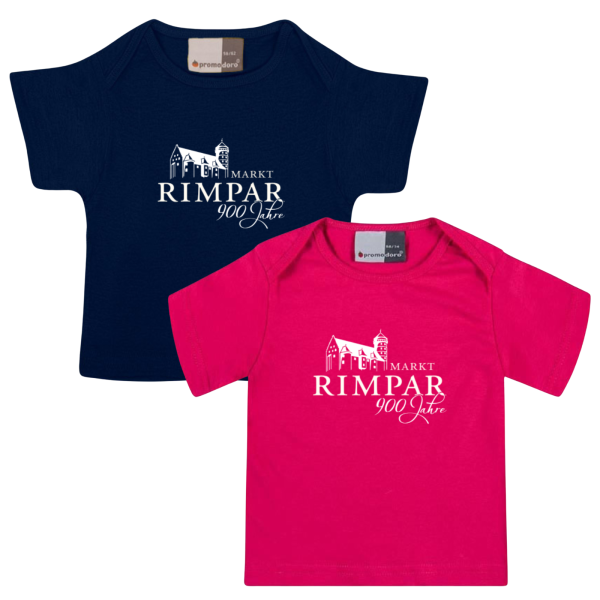 Baby Shirt Navy oder Bright Rose mit Logo