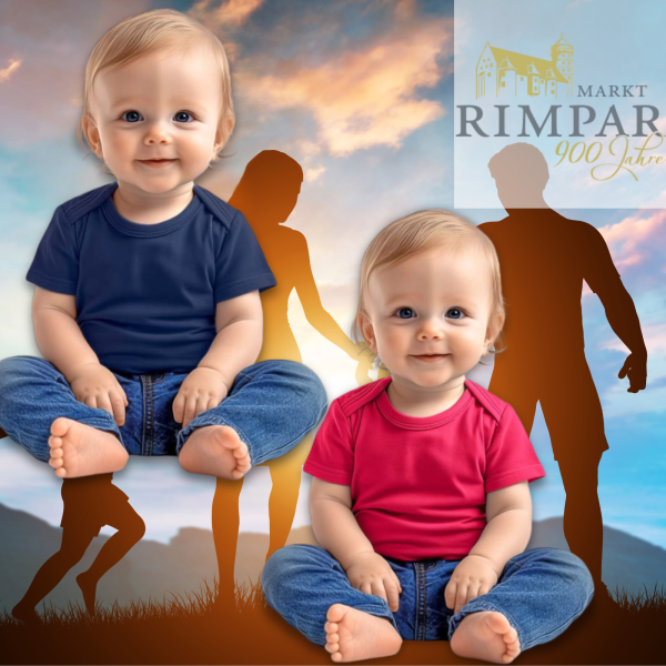 Baby Shirt Navy oder Bright Rose mit Logo